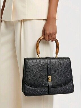Vintage Ostrich Leather Hand Bag